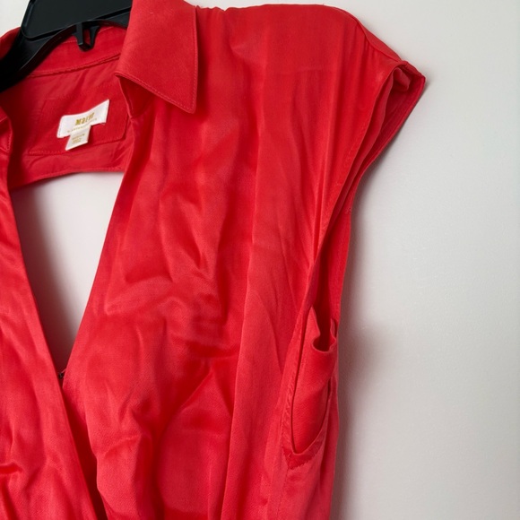 Anthropologie Maeve Coral Satin Wrap Dress - Picture 8 of 14